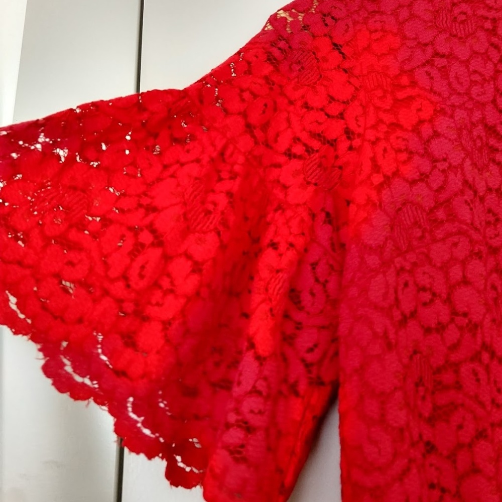 Banana Republic Petite Flutter-Sleeve Lace Dress. - Picture 3 of 4
